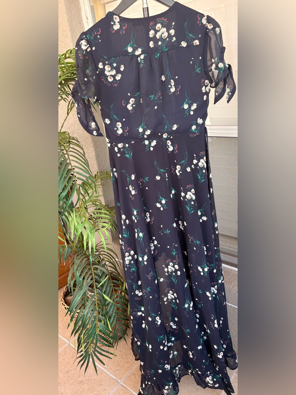 miami navy floral wrap midi dress - Picture 4 of 8